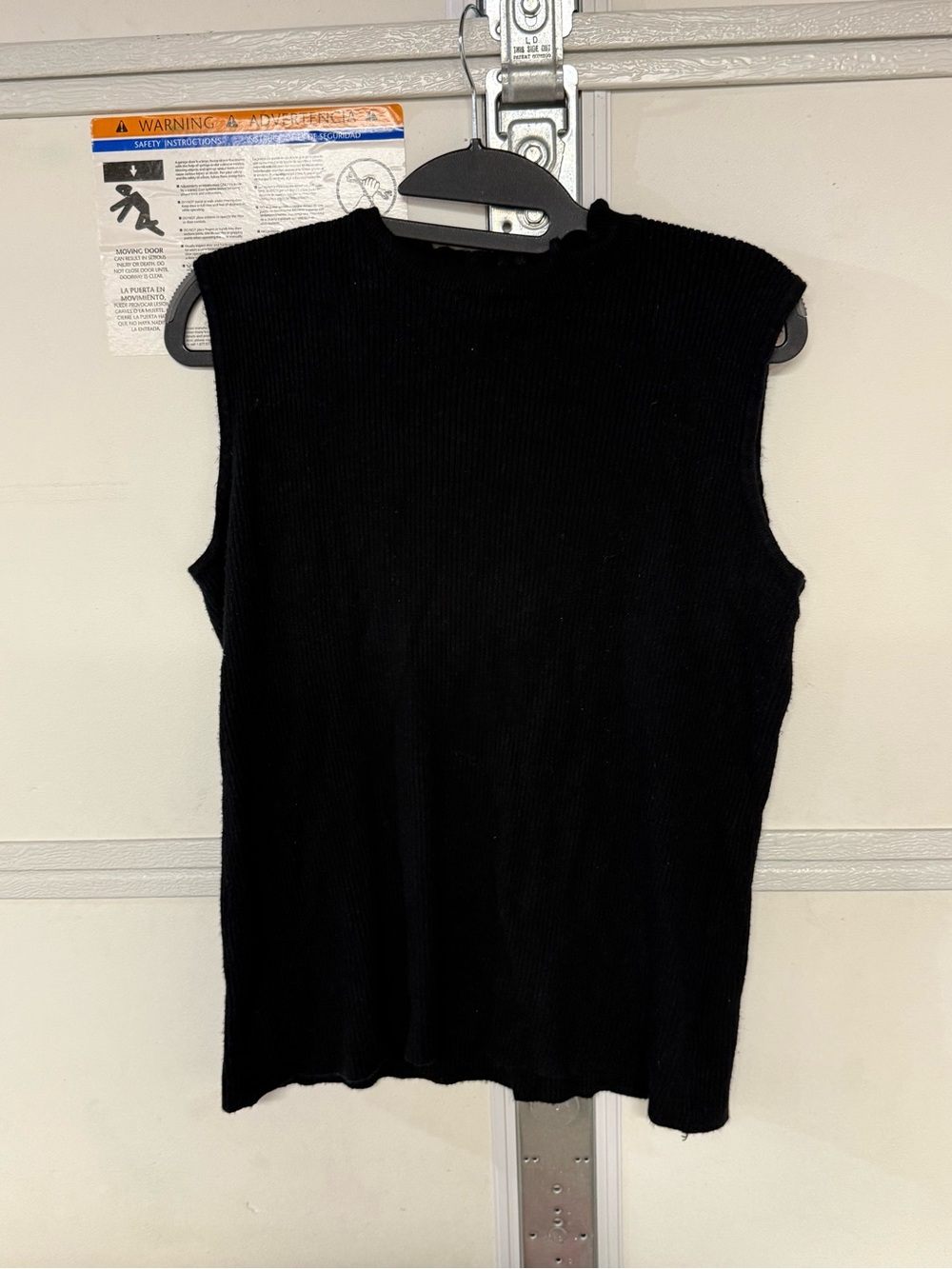 Multiples Black Ribbed Sleeveless Mock Neck Tank